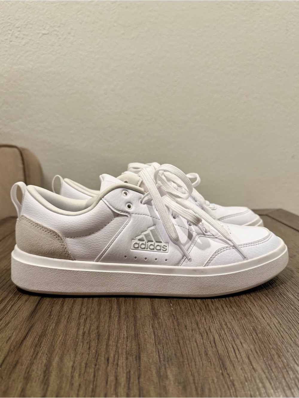 adidas White Athletic Sneakers with Light Gray Heel Accent - Picture 6 of 7